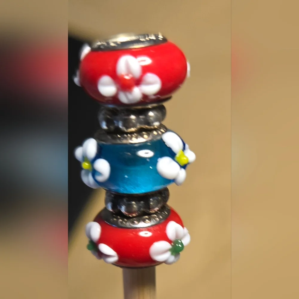 Pandora Murano glass charm beads and sterling silver spacers. Retired - Picture 12 of 16